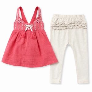 Shabby Chic Baby Girl 2PC Outfit Set 12M Top, Ruffled Pants